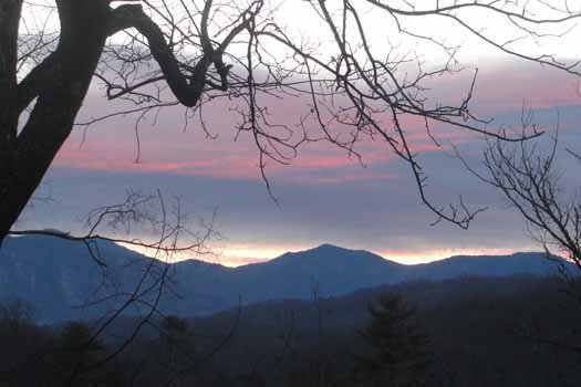 Evening view of mountains at Tranquil View, a 1 bedroom cabin rental located in Gatlinburg